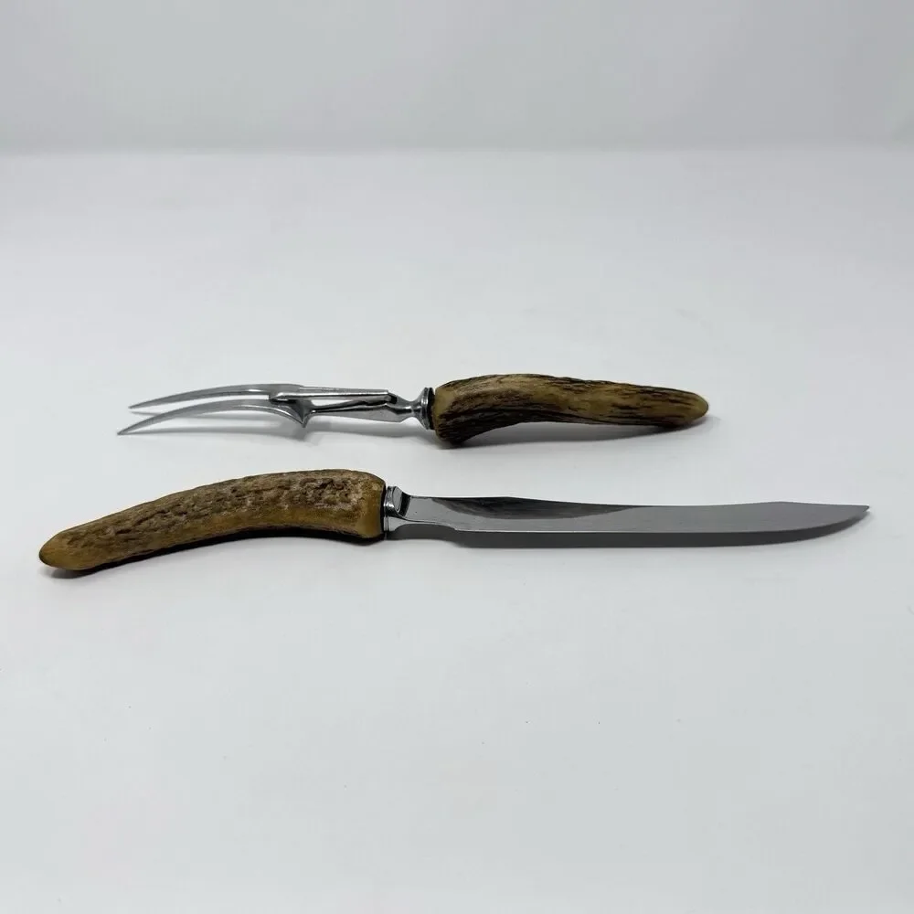 Vintage Sheffield Harrison Bros & Howson Cutlers to His Majesty Carving Set Stag